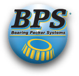 Bearing Packer Systems logo and Save time, mess & stress packing lube bearings.
