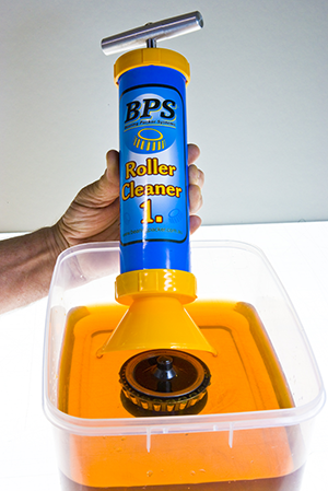 Roller Cleaner 1 about to clean wheel bearing